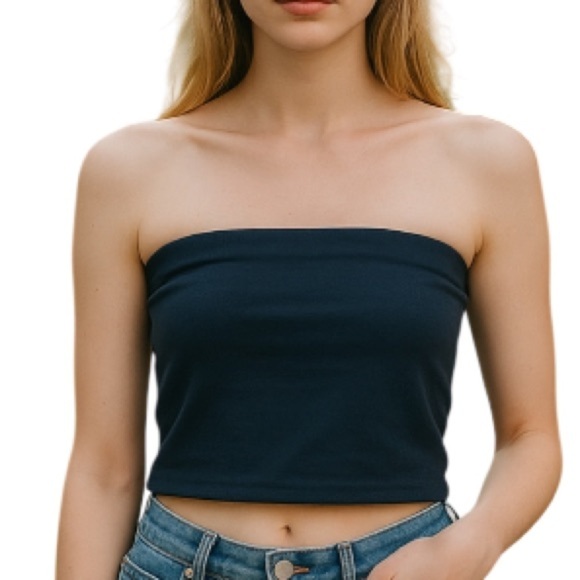 Garage Black Cropped Tube Top Double Layer Stretch Size S - Picture 1 of 8